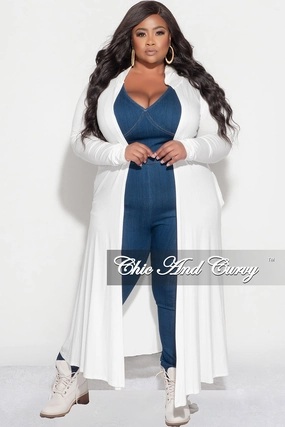 Full Coverage Final Sale Plus Size Hooded Duster in Ivory