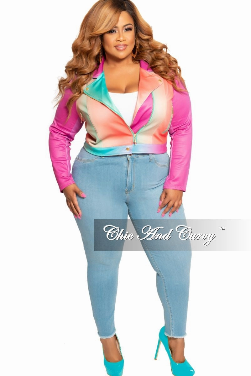 Reflective Trim Multi Pocket Configuration Final Sale Plus Size Jeans in Light Denim