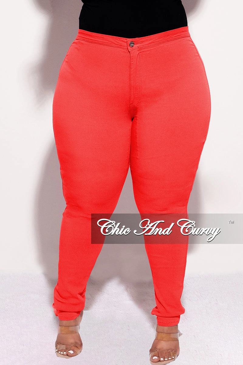 Quick Access Zippers Quick Change Final Sale Plus Size Jeans in Red (Jeans Only)
