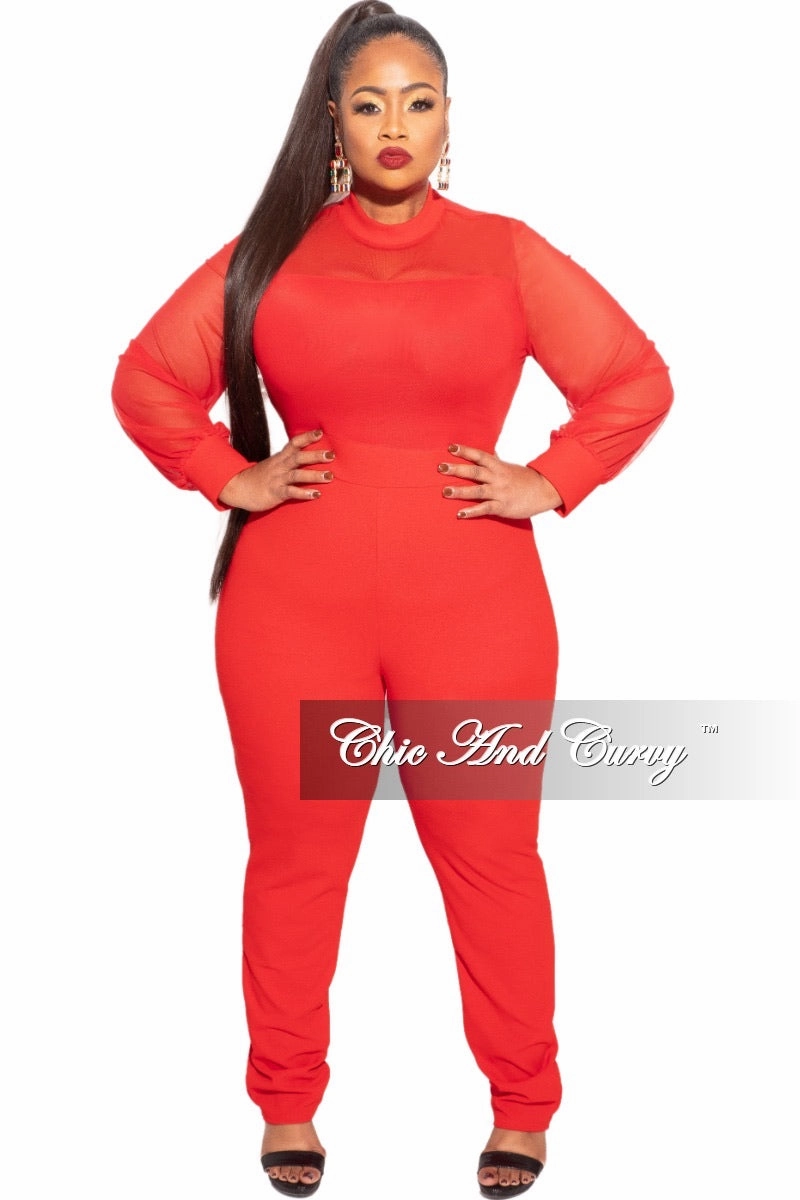 Final Sale Plus Size Jumper with Mesh top In Red Quick Access Zippers Breathable Motion
