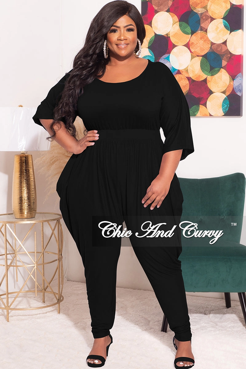 Comfy Shape Final Sale Plus Size Jumpsuit with Harem Effect in Black