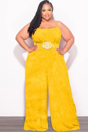 Training Comfort Final Sale Plus Size Jumpsuit with Soft Crepe Fabric in Yellow