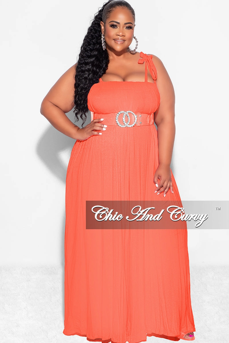 Final Sale Plus Size Jumpsuit with Spaghetti Straps in Coral Anti Pilling Surface