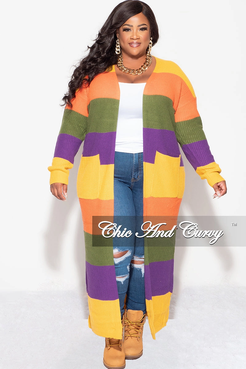 Sporty Look Flex Foam Inserts Final Sale Plus Size Knit Sweater Duster Mustard Orange Olive and Purple