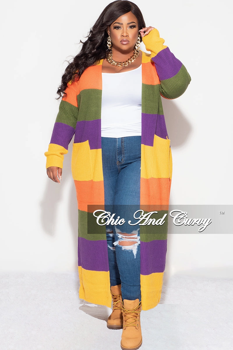 OrganicCottonBlend Final Sale Plus Size Knit Sweater Duster Mustard Orange Olive and Purple