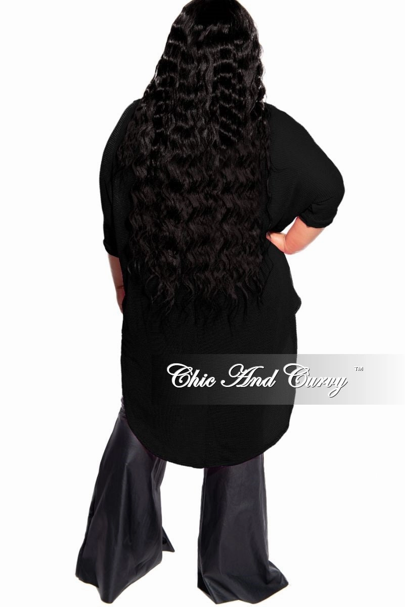 Final Sale Plus Size Knitted High-Low Top in Black Cozy Style Everyday Must-have