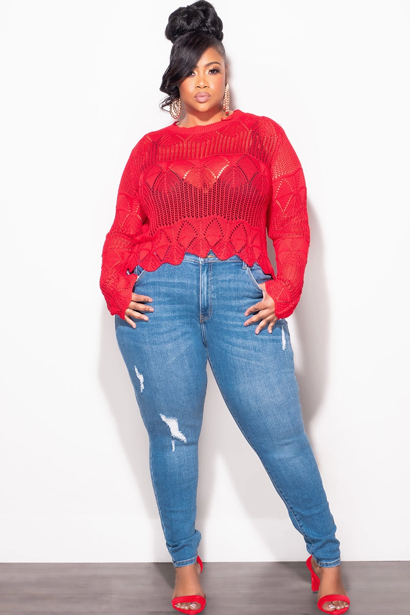 Clean Lines Final Sale Plus Size Knitted in Red