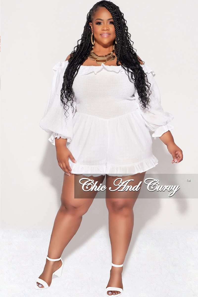 Final Sale Plus Size Lien Romper White Day Ready