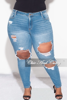 Final Sale Plus Size Light Denim Pants Comfy Active Casual Appeal