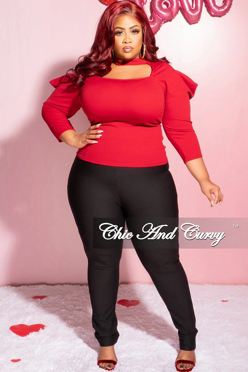 Final Sale Plus Size Long Sleeve Cutout Top in Burgundy Outfit Staple Soft and Cozy