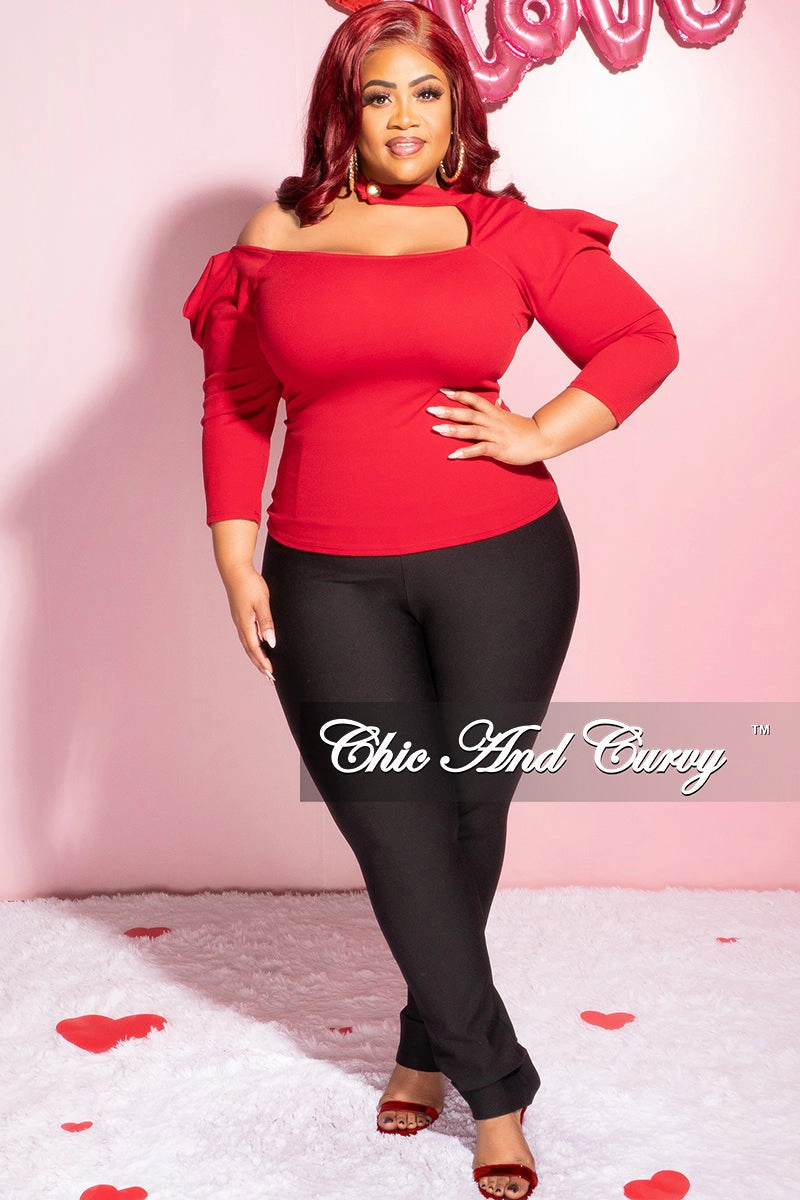 Final Sale Plus Size Long Sleeve Cutout Top in Burgundy Neutral Fit wrinkle free