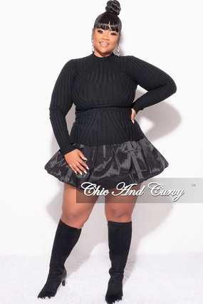 Final Sale Plus Size Long Sleeve Ribbed Turtle Neck in Black QuickReleaseFastenings