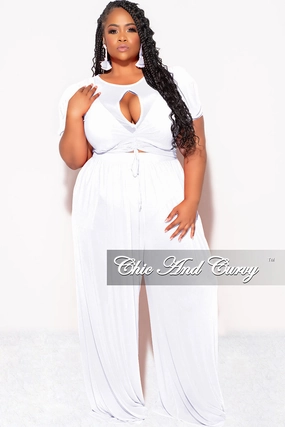 Final Sale Plus Size Mesh 3pc Set Top, Bralette, & Pant with Briefs in White DurableReinforcedMaterial sporty wear
