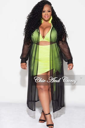 EcoFriendlyDye Soft and Cozy Final Sale Plus Size Mesh Duster in Black