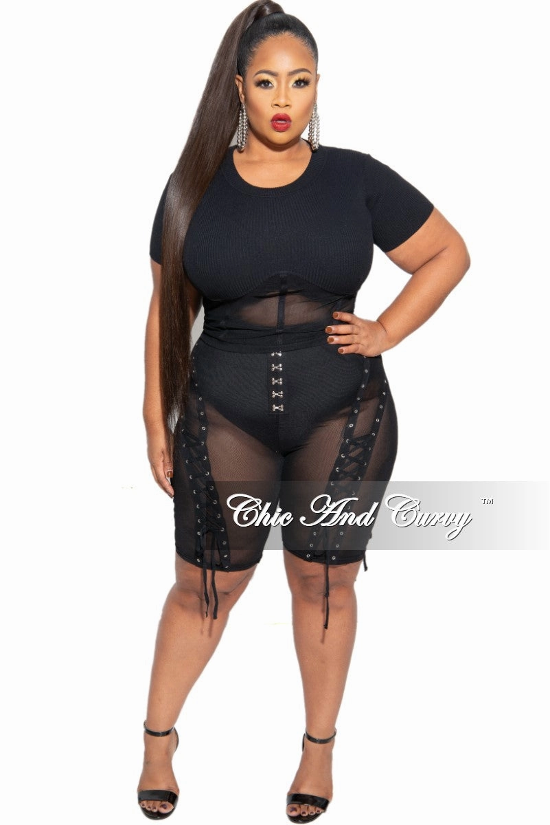 Anti Odor Treatment Final Sale Plus Size Mesh Set with Grommet Details