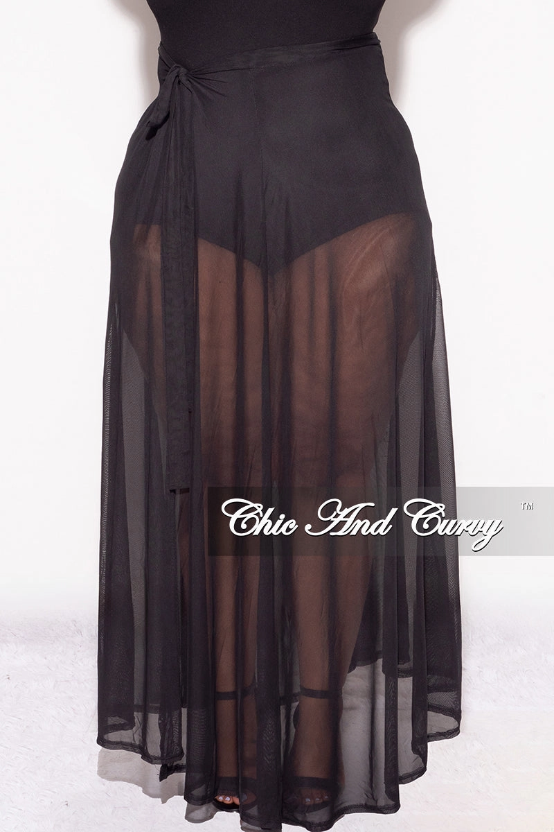 Smart Look Final Sale Plus Size Mesh Skirt Cover Up in Black