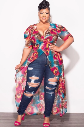 Final Sale Plus Size Mesh Top with Train in Mixed Animal Print Wardrobe Essential