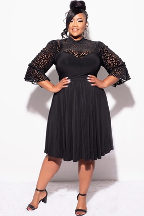 Final Sale Plus Size Mesh Velvet Dress in Black Plus-size option