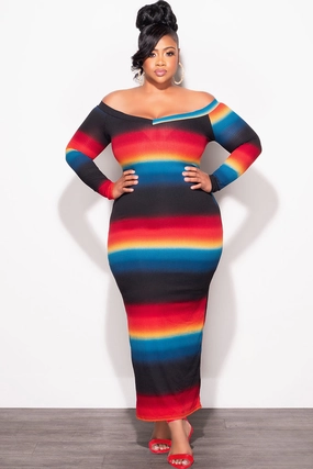 Final Sale Plus Size Off The Shoulder Dress in Black, Teal & Red Outfit Staple Plaid detail