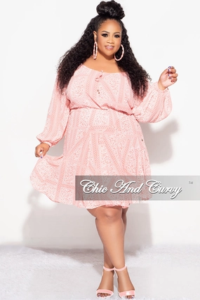 Final Sale Plus Size Off The Shoulder Dress in Coral Print Summer Chic casual