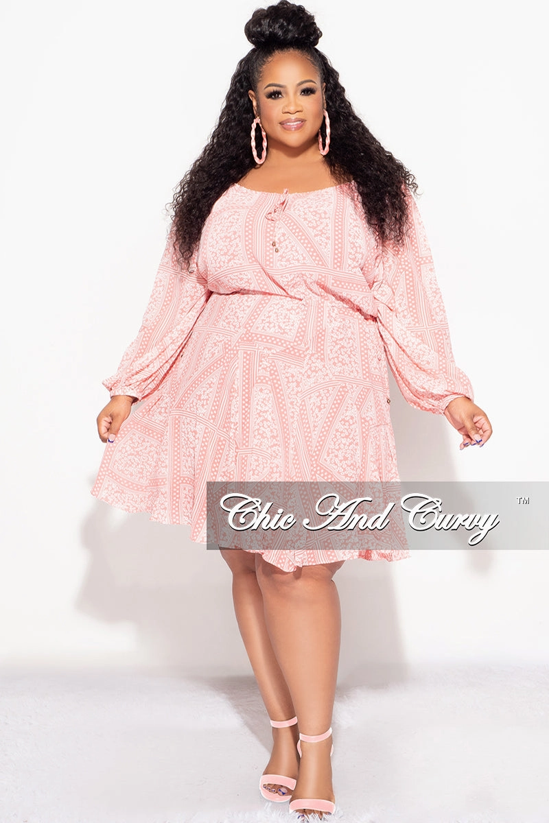 Final Sale Plus Size Off The Shoulder Dress in Coral Print Summer Timeless Design