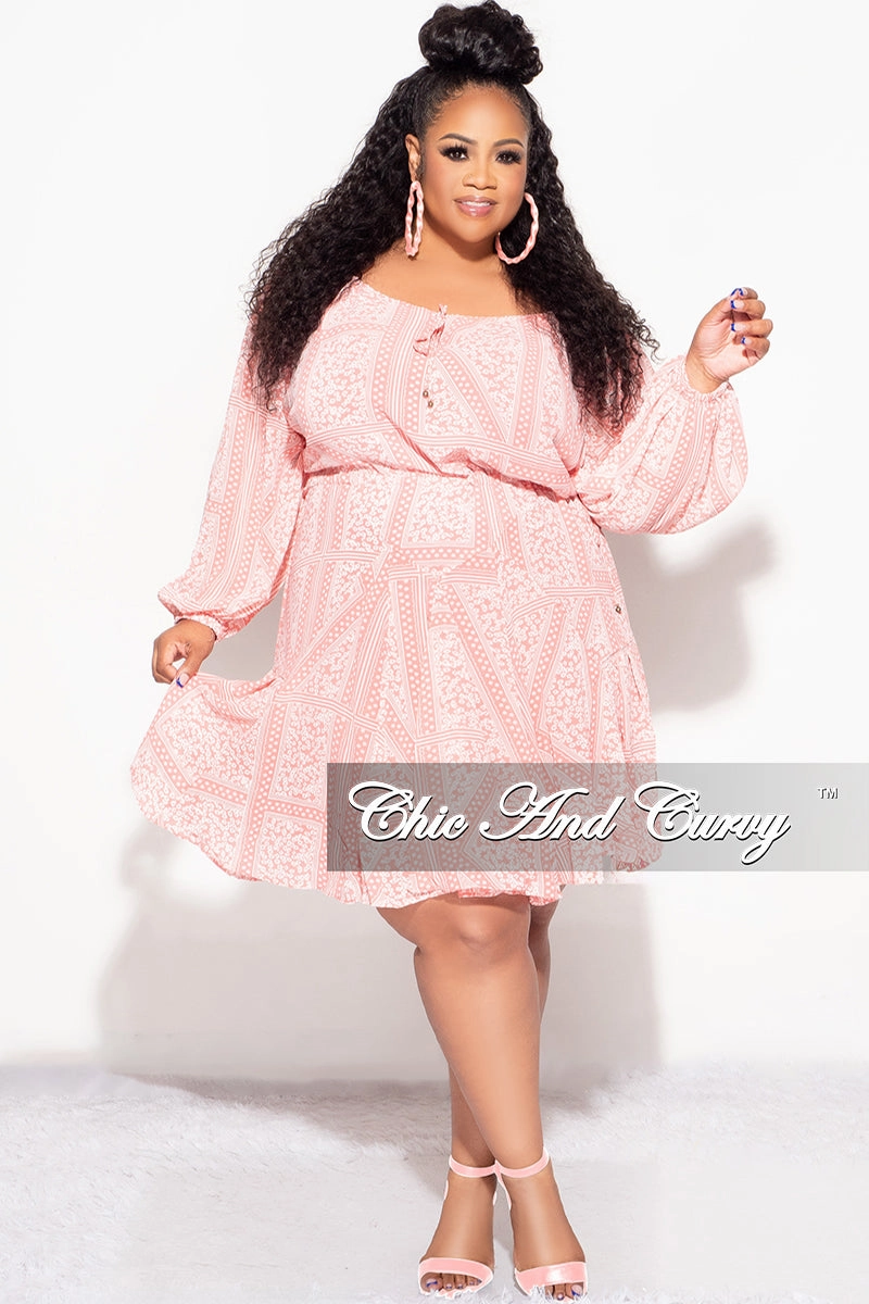 Final Sale Plus Size Off The Shoulder Dress in Coral Print Summer Chic casual