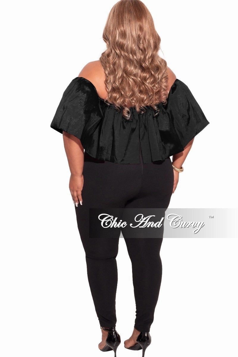 Final Sale Plus Size Off The Shoulder Jumpsuit in Black All Purpose