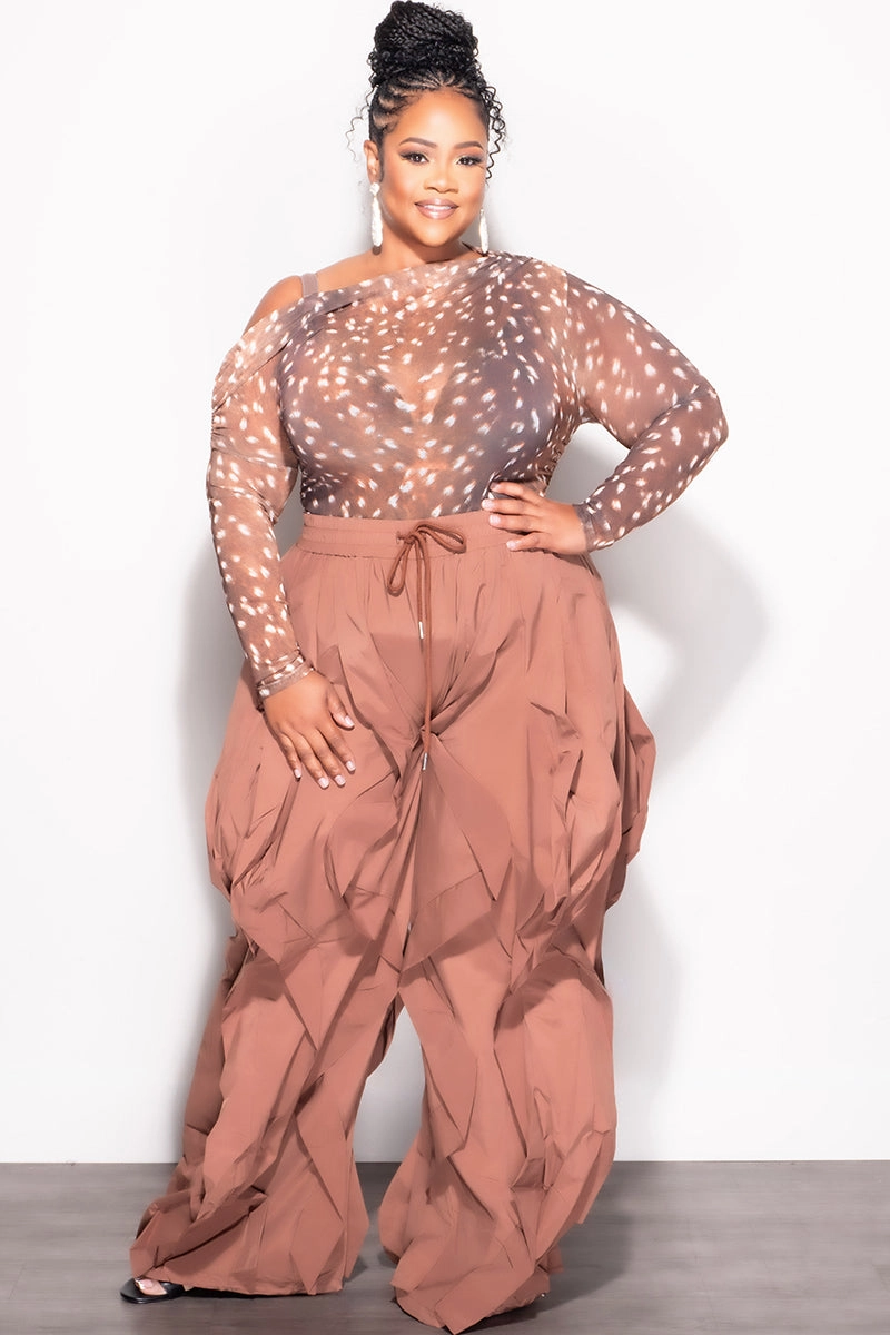 Abrasion resistant Final Sale Plus Size Off The Shoulder Sheer Top in Bambi Animal Print