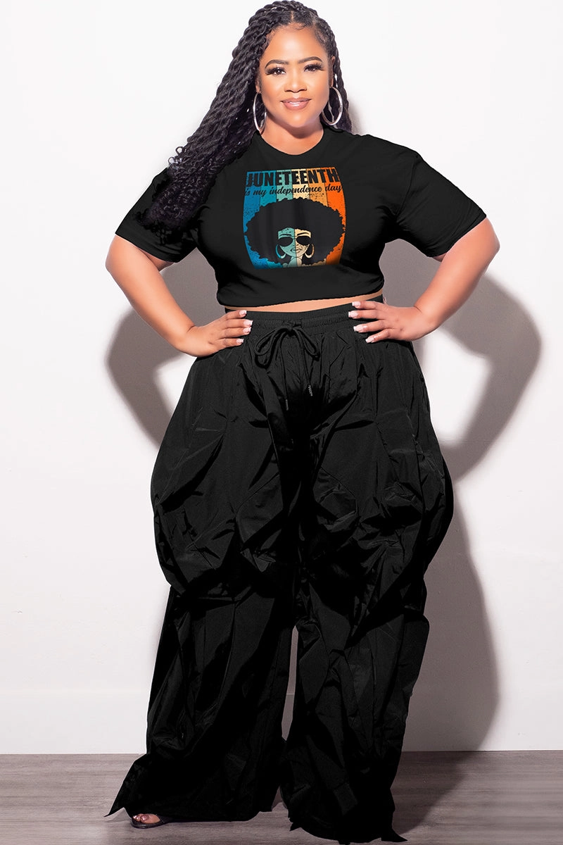 Day To Night sport chic Final Sale Plus Size Oversized Unisex Fit Black T-Shirt Juneteenth Is My Independence Day