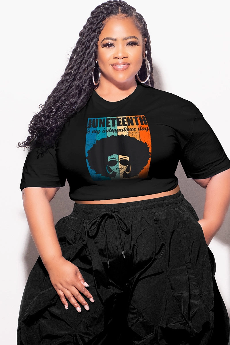 Anti Snag Fabric Performance Gear Final Sale Plus Size Oversized Unisex Fit Black T-Shirt Juneteenth Is My Independence Day