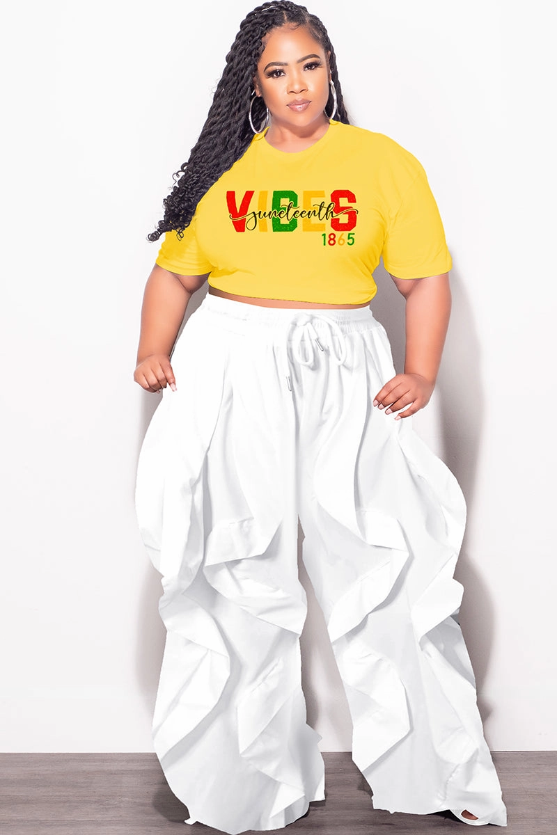 Final Sale Plus Size Oversized Unisex Fit Light Gold T-Shirt Juneteenth Vibes 1865 Belt loops