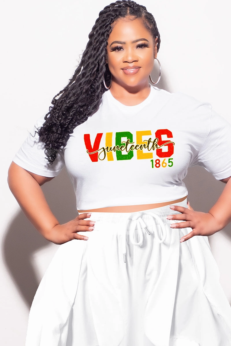 Full Comfort Flattering Shape Final Sale Plus Size Oversized Unisex Fit White T-Shirt Juneteenth Vibes 1865