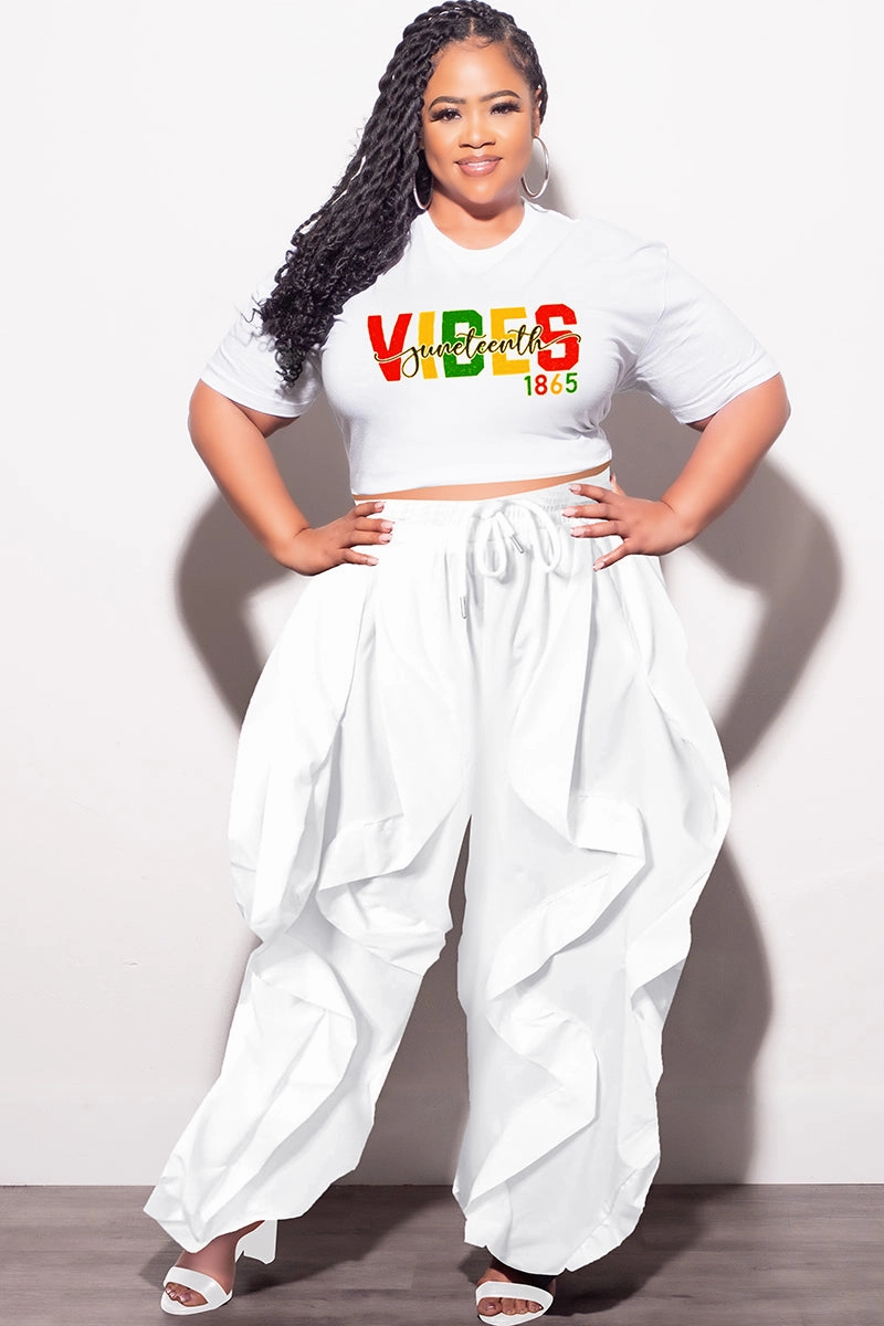 ElasticCuffs Final Sale Plus Size Oversized Unisex Fit White T-Shirt Juneteenth Vibes 1865