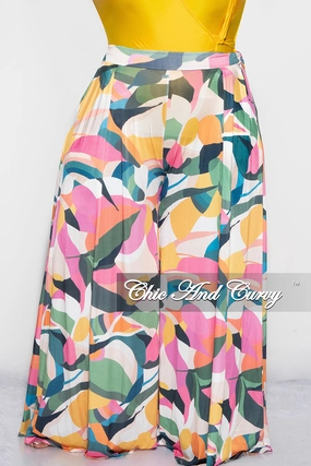 Final Sale Plus Size Palazzo Pants in Multi Color Design Print Performance Design Fit Outdoor Activity