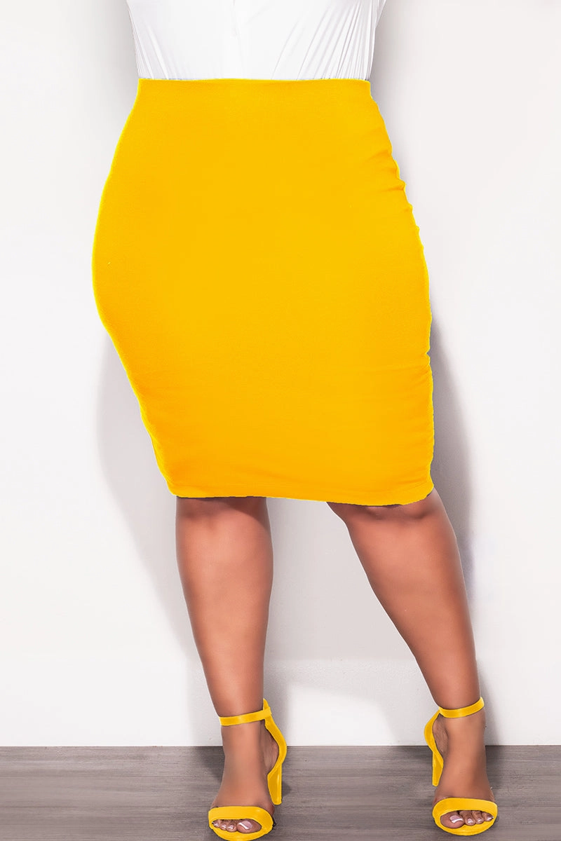Casual Active Wear Final Sale Plus Size Pencil Skirt in Mustard