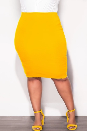 Casual Active Wear Final Sale Plus Size Pencil Skirt in Mustard