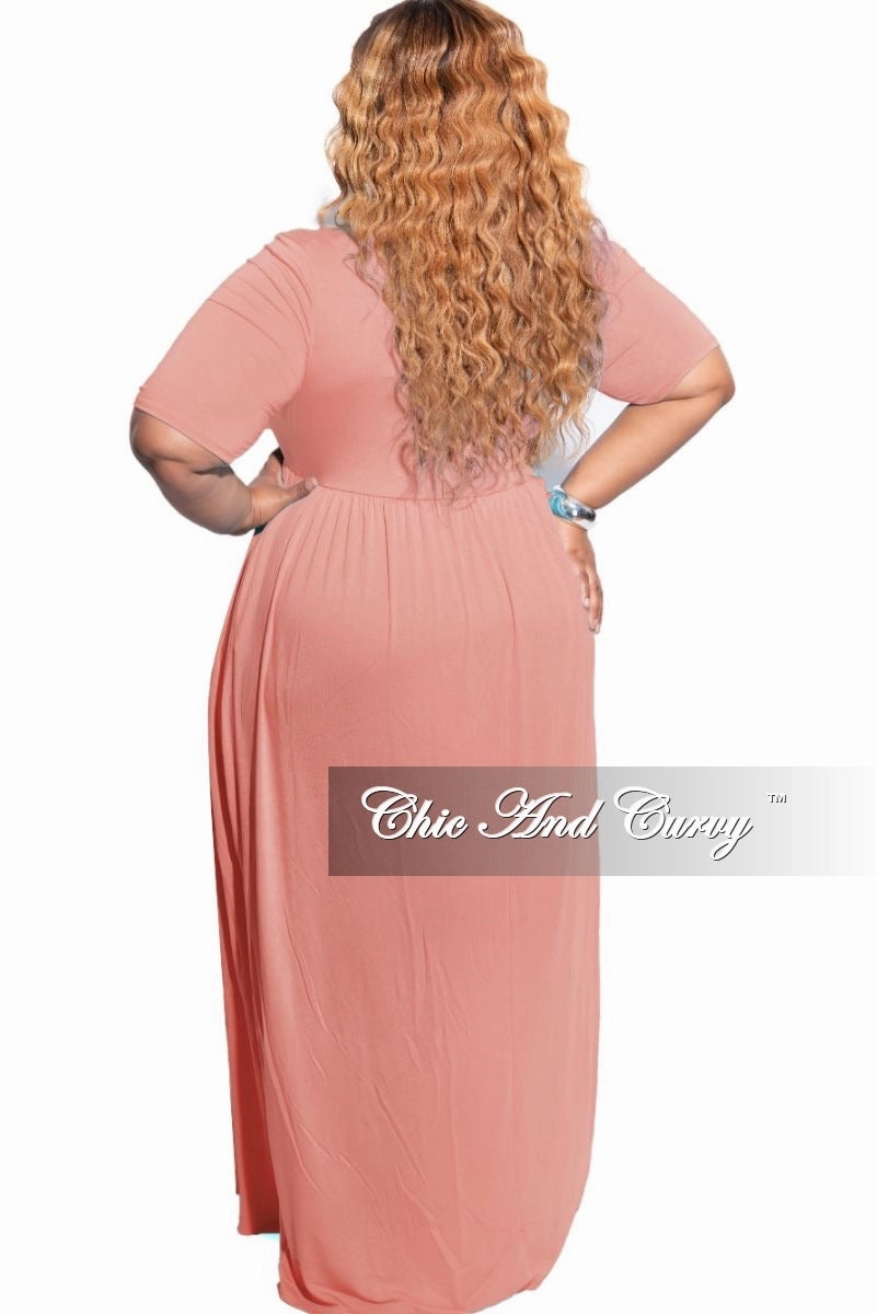 Final Sale Plus Size Pocket Maxi Dress in Rose Pink Comfy Movement