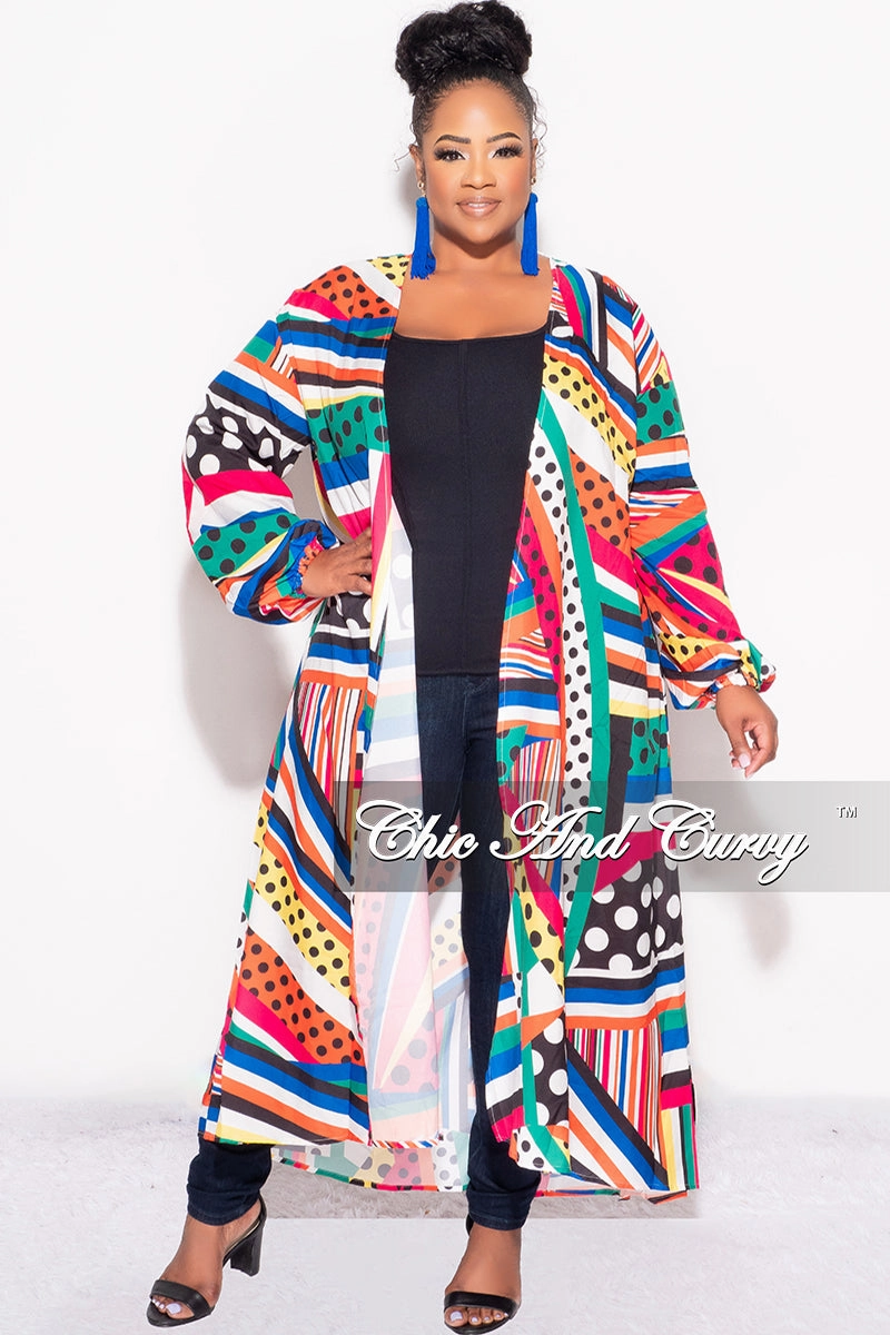 Final Sale Plus Size Polka Dot Caftan in Multi Color Stripe Print Core Movement