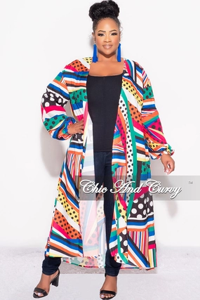 Final Sale Plus Size Polka Dot Caftan in Multi Color Stripe Print Core Movement