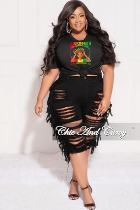 Final Sale Plus Size "Juneteenth Is My Independence Day" T-Shirt in Black Versatile Layering Weekend Adventure