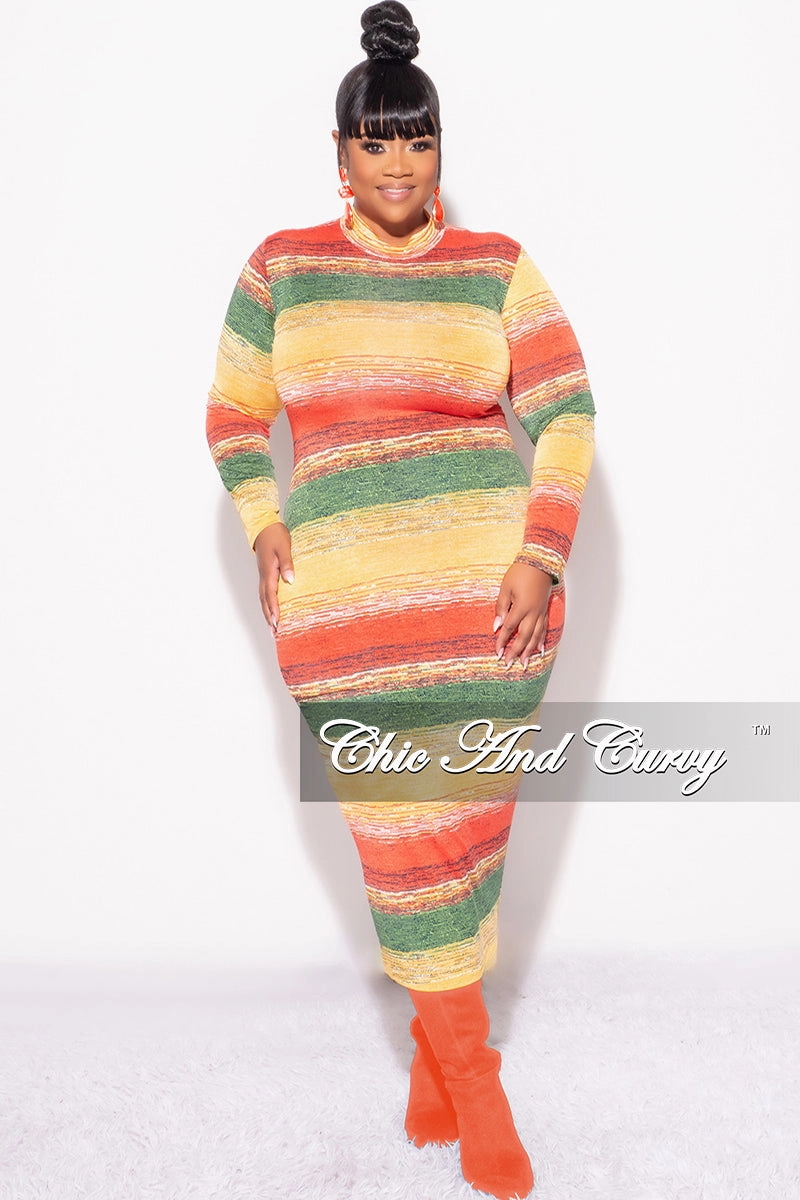 Final Sale Plus Size Reversible Long Sleeve BodyCon Dress in Green & Yellow Print sporty wear UVProtectiveLayer