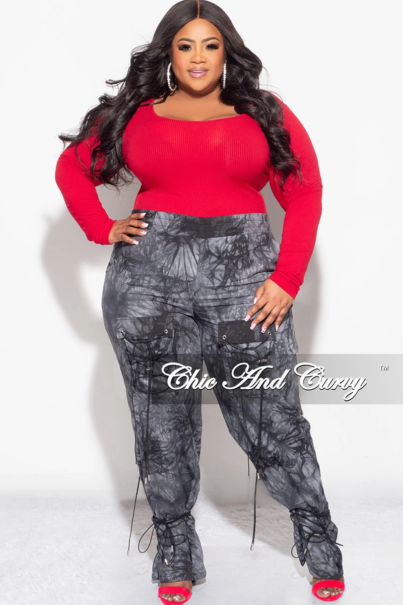 Chic Fit Final Sale Plus Size Ribbed Bodysuit in Red (Top Only)