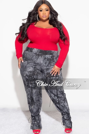 Office Friendly Comfort Control Final Sale Plus Size Ribbed Bodysuit in Red (Top Only)