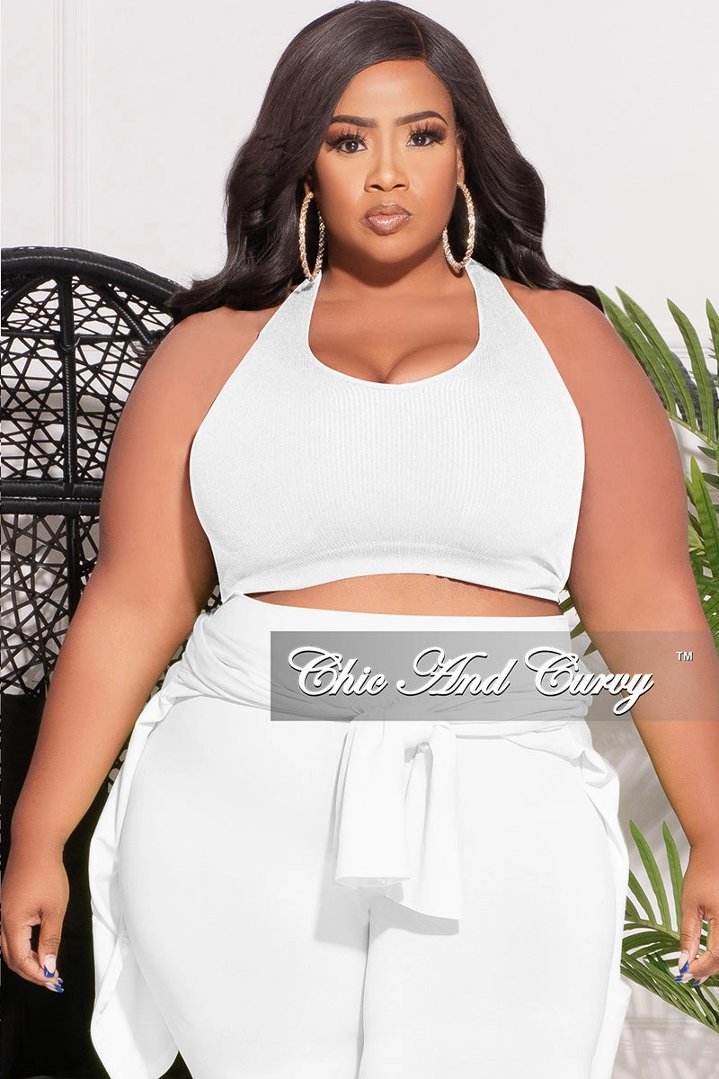 DurableConstruction Final Sale Plus Size Ribbed Racerback Tank Top in White