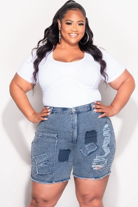 Final Sale Plus Size Ribbed Seamless Short Sleeve Top with Boning in White Sleek Comfort