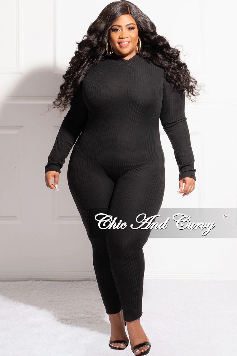 Final Sale Plus Size Ribbed Sheer Stripe Jumpsuit in Black OdorResistantFinish TaglessComfort