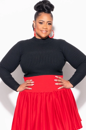 Athletic Fit Final Sale Plus Size Ribbed Turtleneck in Black (Top Only)