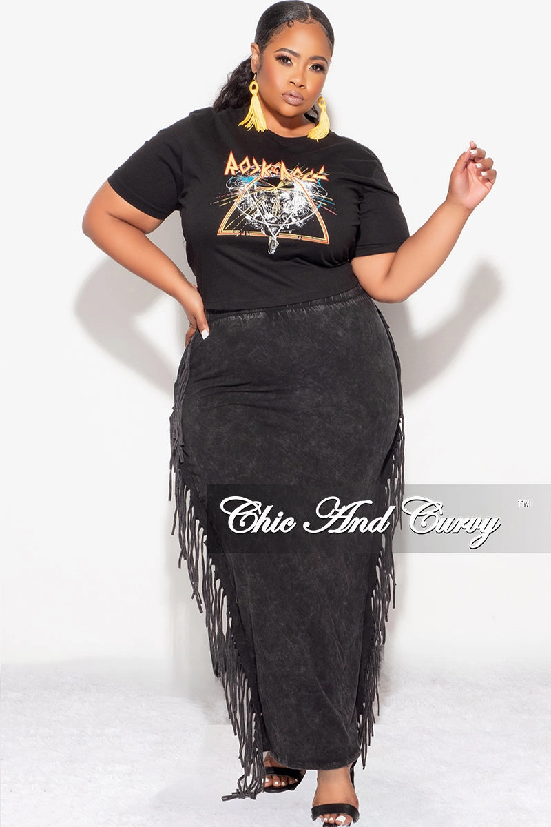 Final Sale Plus Size Rock N Roll Crop Top in Black work mode Water Repellent Coating