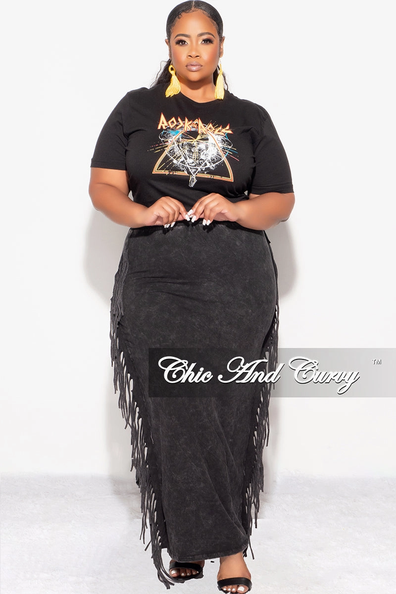 Final Sale Plus Size Rock N Roll Crop Top in Black Stretch Fit Wear Eco Friendly Dye Process