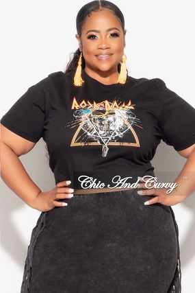 Casual Active Wear Final Sale Plus Size Rock N Roll Crop Top in Black